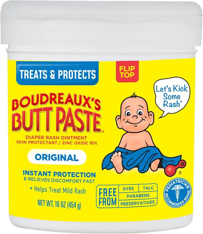 Boudreaux's Butt Paste Original Diaper Rash Cream, Ointment for Baby, 16 oz Flip-Top Jar | Amazon (US)