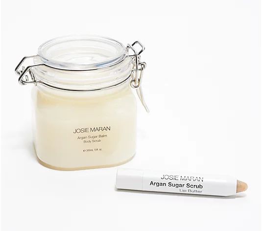 Josie Maran Argan Sugar Balm Body Scrub & Sugar Lips Lip Scrub Kit | QVC