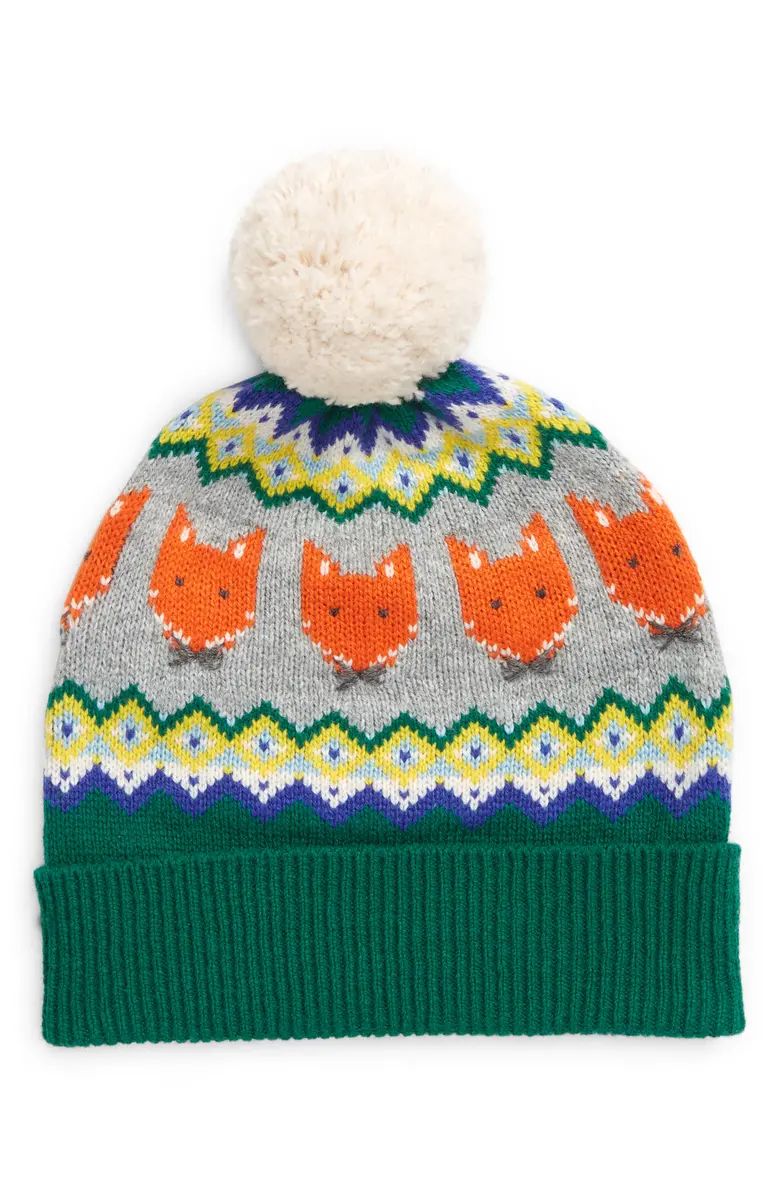 Kids' Fox Fair Isle Pom BeanieMINI BODEN | Nordstrom