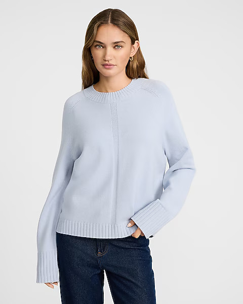 Plush Airy Soft Crew Neck Wide Sleeve Sweater | Express
