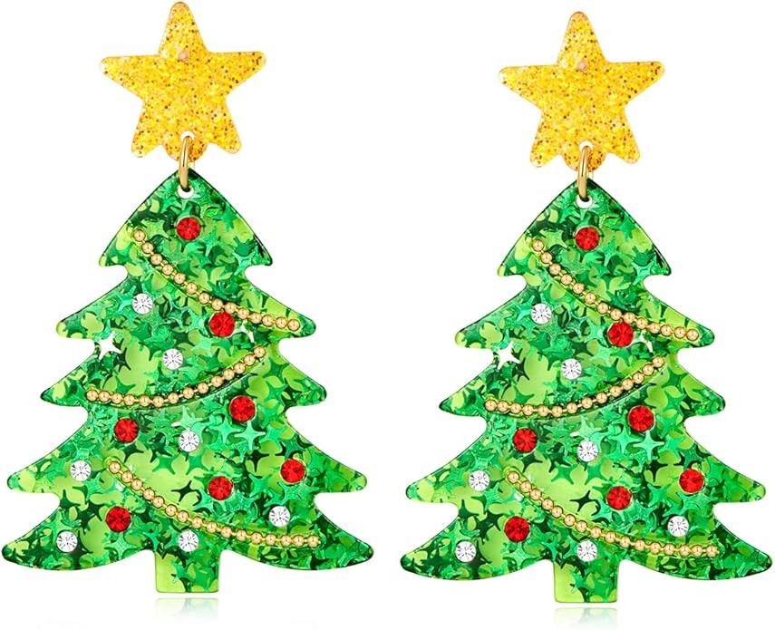 MUYAN Christmas Earrings for Women Holiday Earrings Jingle Bell Bow Tree Snowflake Stars Earrings... | Amazon (US)