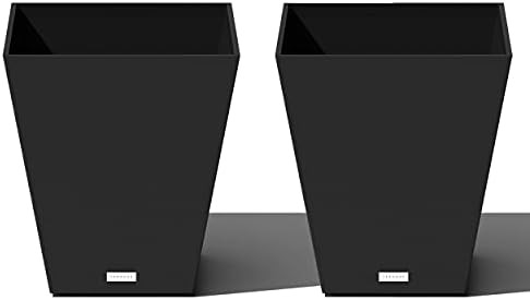 Veradek Nobleton Indoor/Outdoor Wide Square Planter (18 inch - 2 Pack, Black) | Amazon (US)