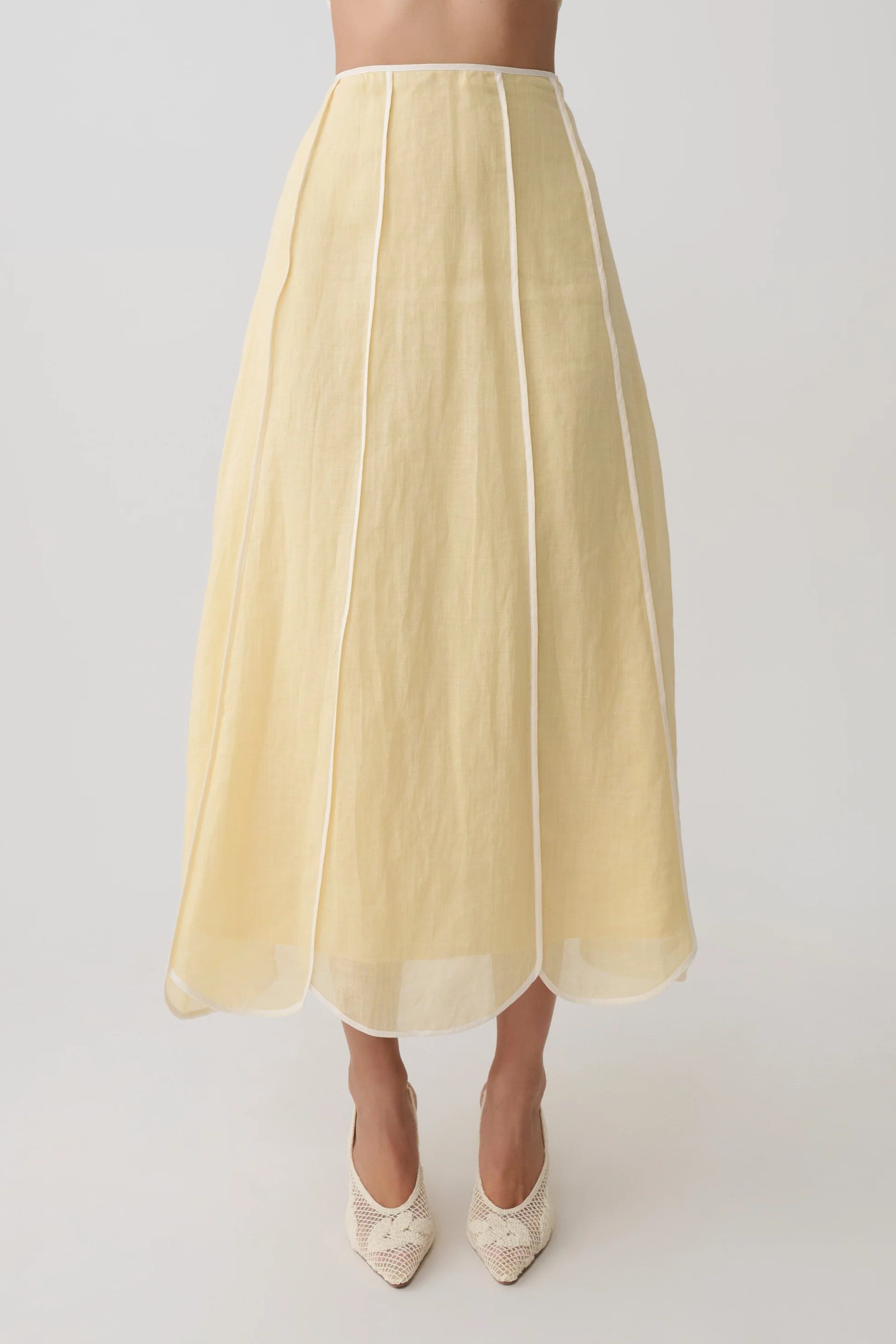Georgia Panelled Midi Skirt - Butter | MESHKI US