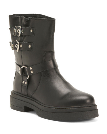 Made In Portugal Leather 3 Buck Moto Booties | TJ Maxx