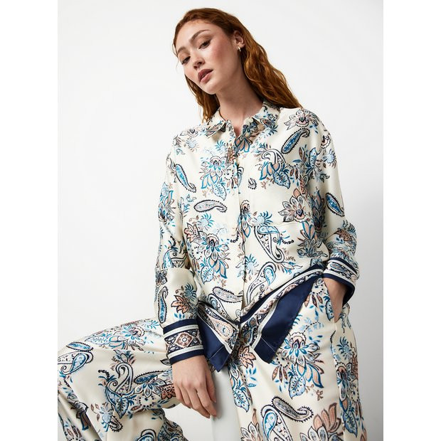 Buy White Paisley Scarf Print Satin Relaxed Fit Co-ord Shirt 14 | Co-ords | Tu | Tu Clothing