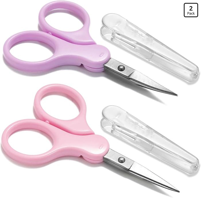 3.5" Sharp Small Craft Scissors all Purpose, Precision Straight and Curved Fine Tips for Thread Yarn Fabric Cutting, Mini Scissors with Protective Cover, Ideal for Sewing, Embroidery, Beauty, Crochet | Amazon (US)