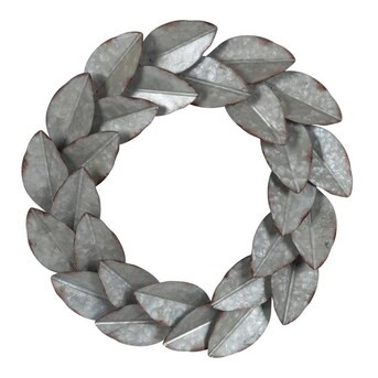 Kate and Laurel Magnolia Wreath Hanging Galvanized Metal Wall Art, 21 -in Diameter | Lowe's