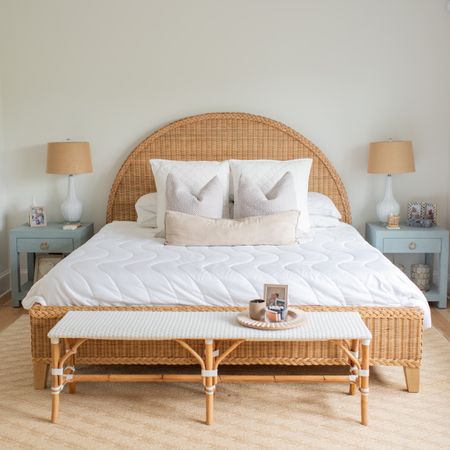 My entire bedroom set is on sale! It’s all from Serena & Lily. This woven bed and woven riviera bench are the perfect duo! 