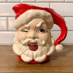 Vintage Hand-Sculpted Santa Pitcher / Creamer (Mug-Style) | Folk Art Ceramic | Winking Santa Face... | Etsy (US)