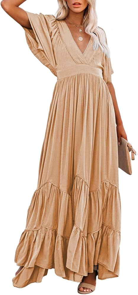Linsery Maxi Dress for Women Summer Dresses Boho Flowy Long Dress | Amazon (US)