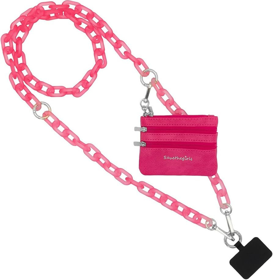 Save the Girls Clip and Go Phone Chain with Pouch (Hot Pink - Pink Pouch) – Stylish Phone Lanya... | Amazon (US)