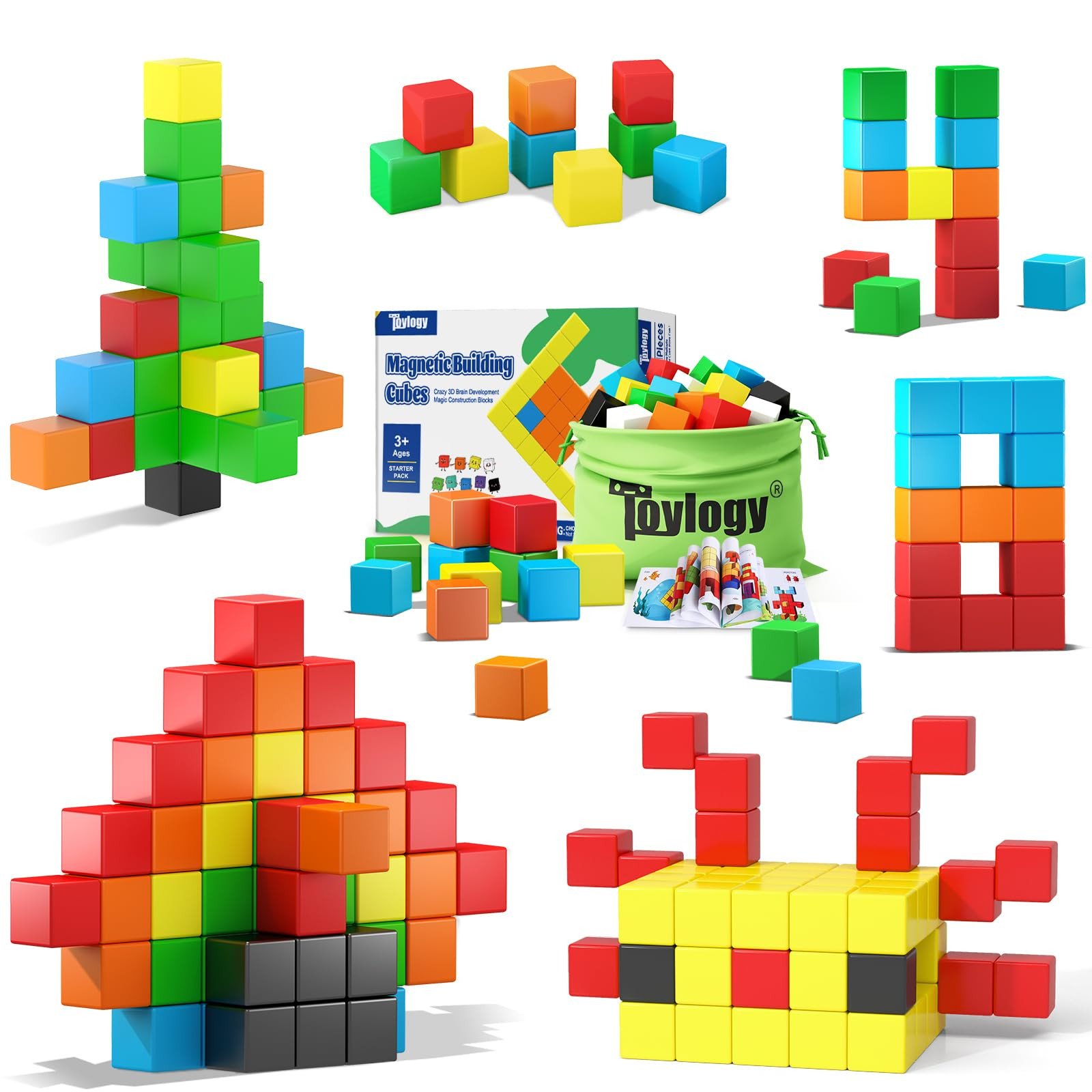 48PCS Magnetic Blocks for Toddlers Toys, Large Magnetic Cube Toy for Sensory STEM Education Presc... | Amazon (US)