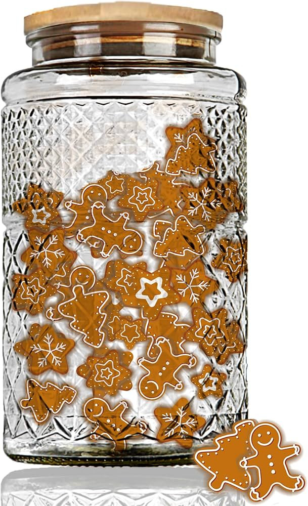 1 Gallon Cookie Jar, Wide Mouth Large Glass Jars with Bamboo Lid, Airtight Storage Food Kitchen C... | Amazon (US)