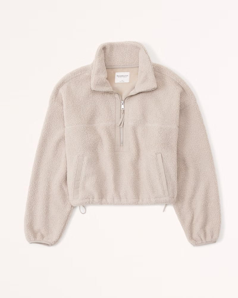 Women's Cinched Sherpa Half-Zip | Women's Tops | Abercrombie.com | Abercrombie & Fitch (US)