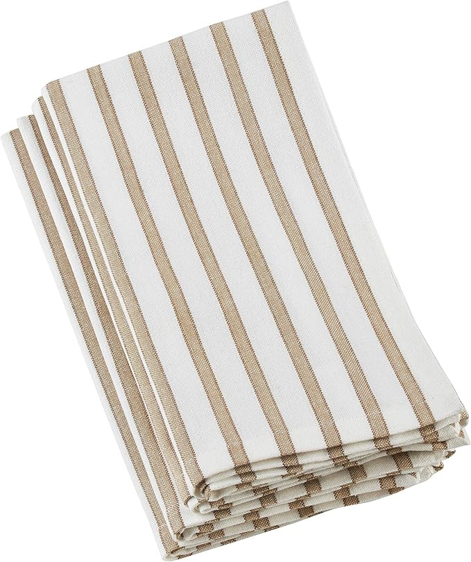 Saro Lifestyle Striped Design Cotton Table Napkin (Set of 4), 20", Natural | Amazon (US)