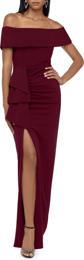 Xscape Off the Shoulder Crepe Evening Gown | Nordstrom