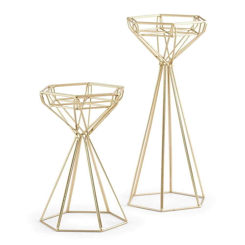 Tall Gold Geometric Candle Holder Set | Walmart (US)