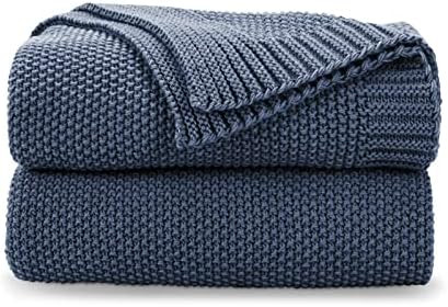 CozeCube Blue Throw Blanket for Couch, Soft Cozy Cable Knit Throw for Bed Sofa Living Room, Light... | Amazon (US)