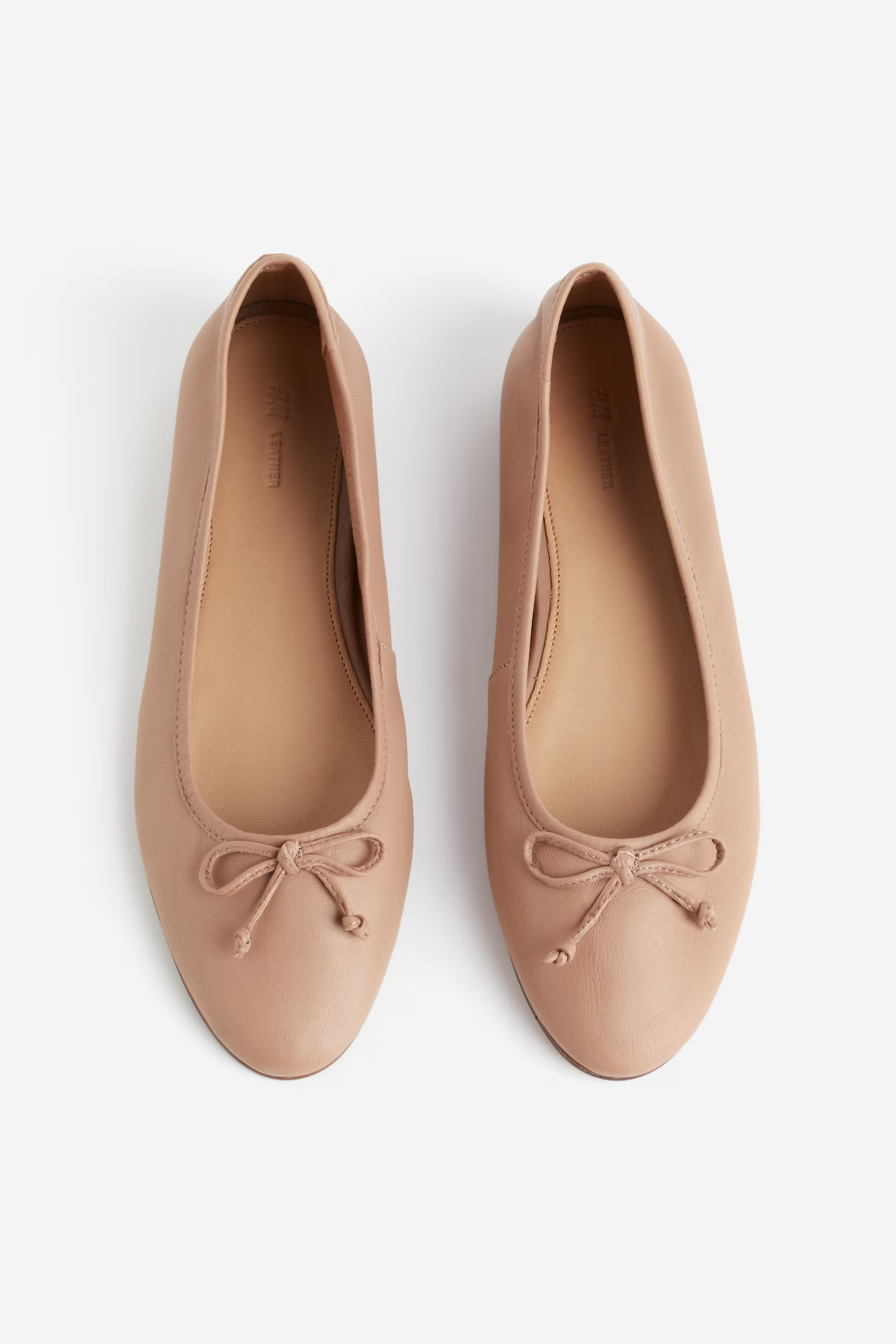 Leather Ballet Flats - Dark beige - Ladies | H&M US | H&M (US + CA)