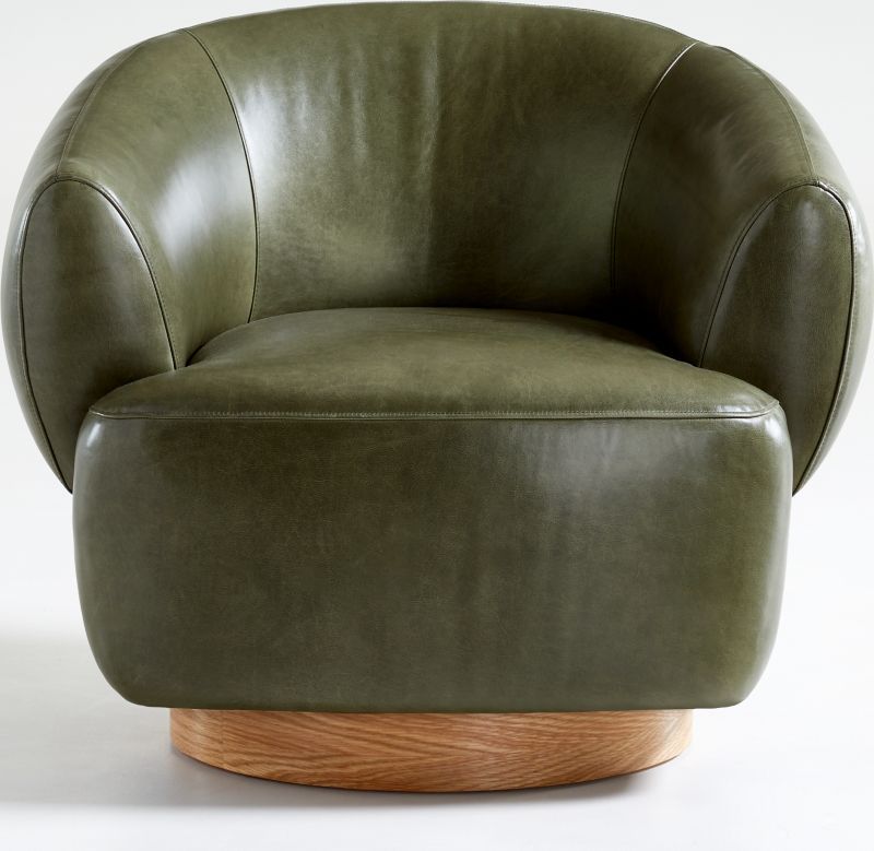 Merrick Leather Swivel Chair + Reviews | Crate and Barrel | Crate & Barrel