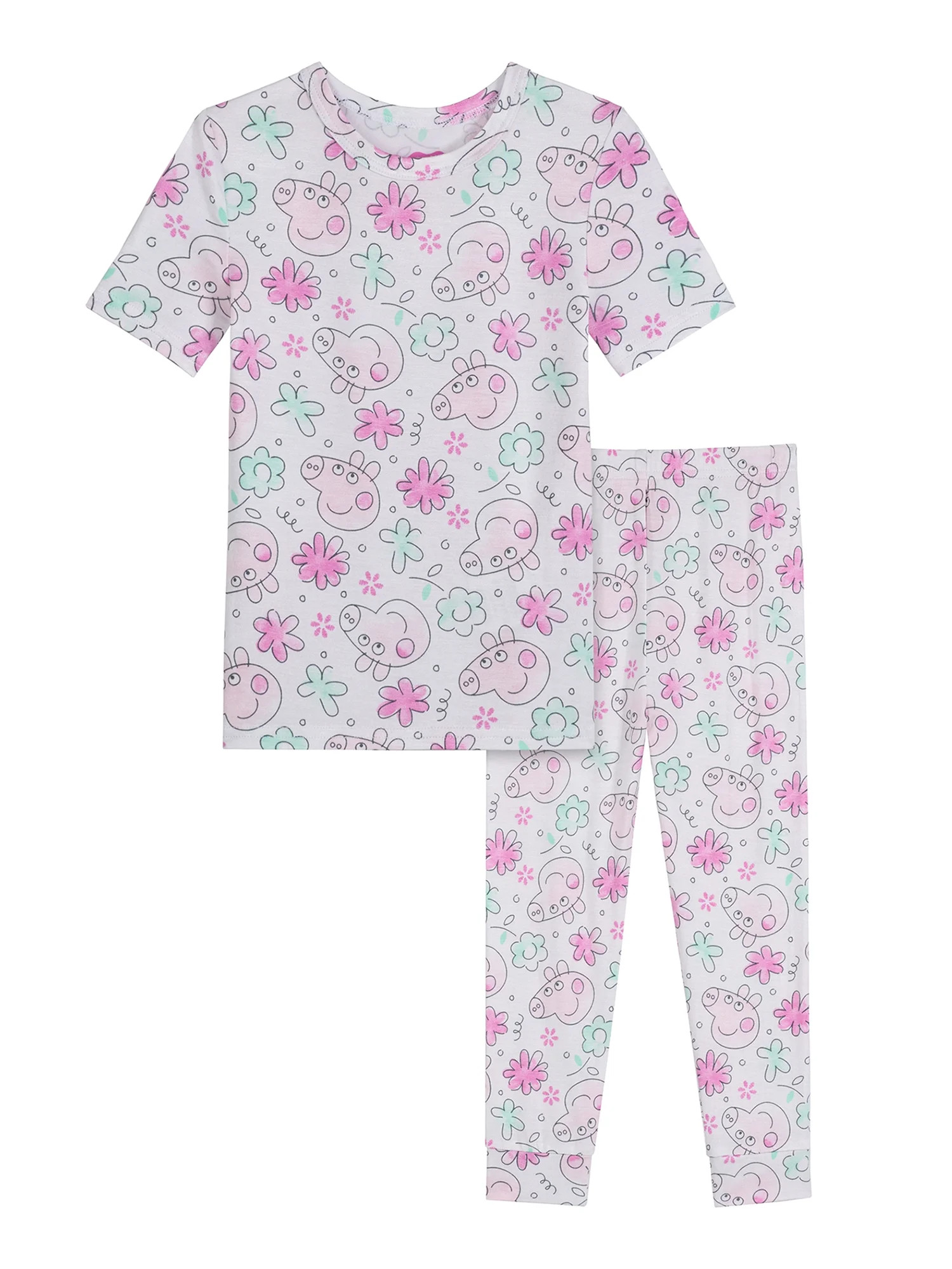 Peppa Pig Toddler Viscose Unisex 2-Piece Pajama Set, Sizes 12M-5T | Walmart (US)