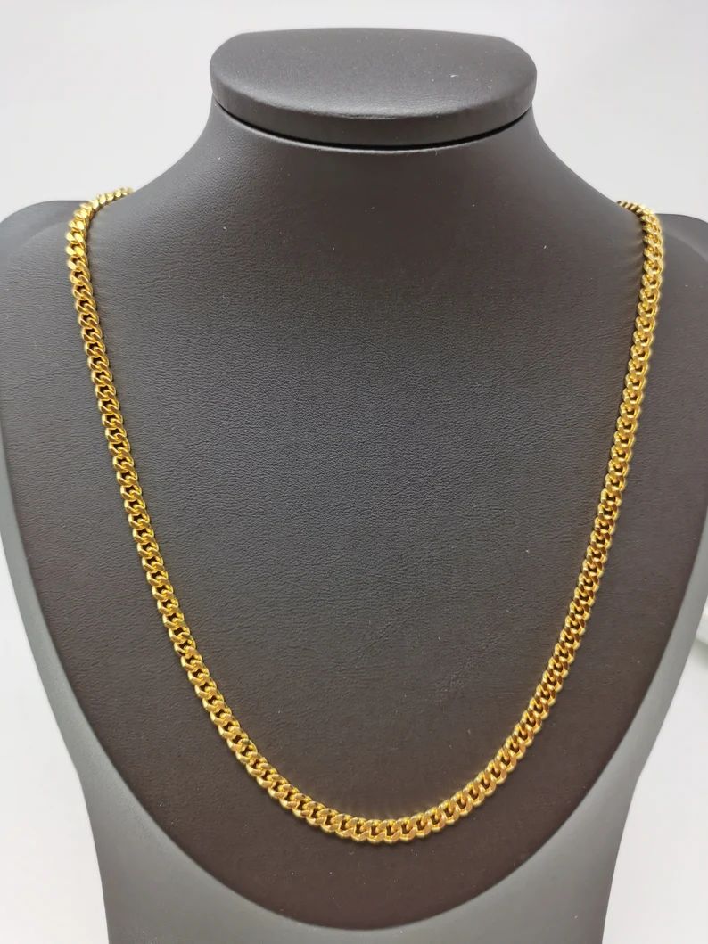 4mm Miami Cuban Curb Chain Necklace, Gold Filled Miami Cuban Curb Chain 20 inch for Men Girl Unis... | Etsy ROW