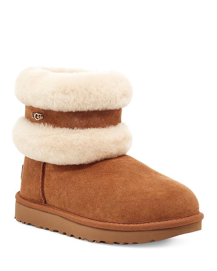 Women's Fluff Mini Belted Shearling Booties | Bloomingdale's (US)