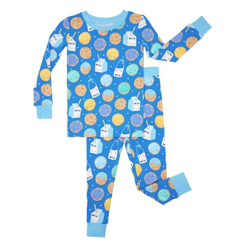 Little Sleepies Two-Piece Pajama Set for Boys & Girls, Soft Viscose from Bamboo Toddler Pajamas for Kids, Family Matching PJs, Blue Cookies & Milk, 3T | Amazon (US)