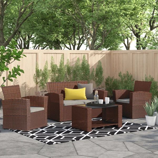 Charmain Wicker/Rattan 4 - Person Seating Group with Cushions | Wayfair North America