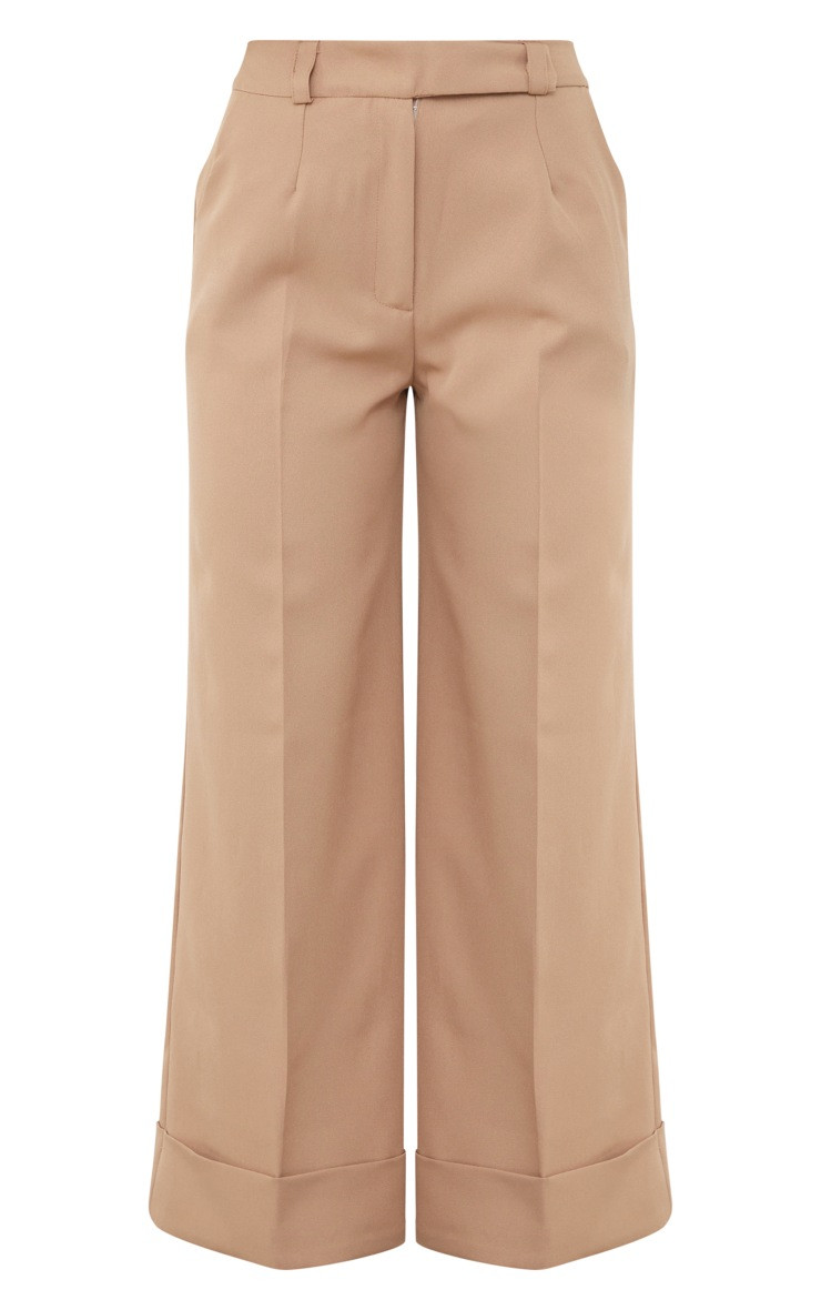 Camel Woven Turn Up Hem Wide Leg Pants | Pretty Little Thing (Australia & New Zealand)