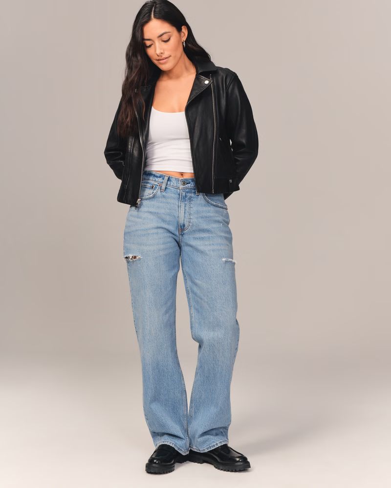 Curve Love Mid Rise Baggy Jean | Abercrombie & Fitch (US)