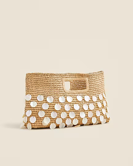 Handknotted straw rectangular clutch with paillettes | J. Crew US