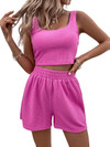 Click for more info about Verdusa Women's 2 Piece Ribbed Crop Tank Top and Shorts Tracksuit Set