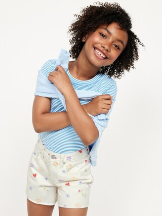 High-Waisted Frayed-Hem Twill Shorts for Girls | Old Navy (US)