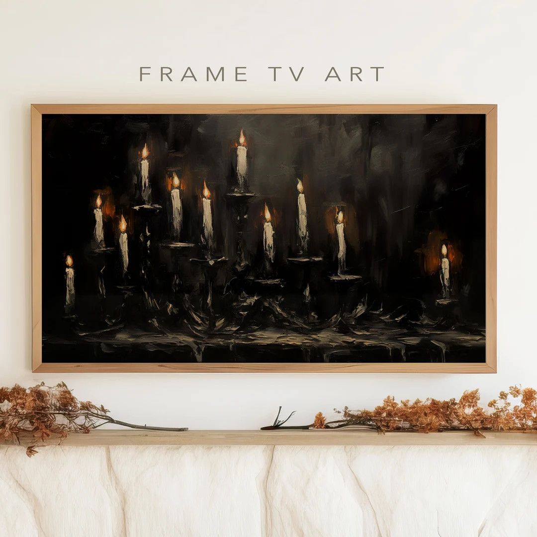 Gothic Painting Halloween Frame Tv Art Dark Academia Candles - Etsy Peru | Etsy (US)