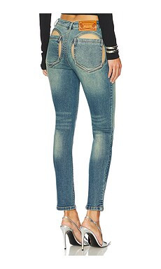 MARRKNULL Hollow Out Stretch Skinny in Washed Blue from Revolve.com | Revolve Clothing (Global)