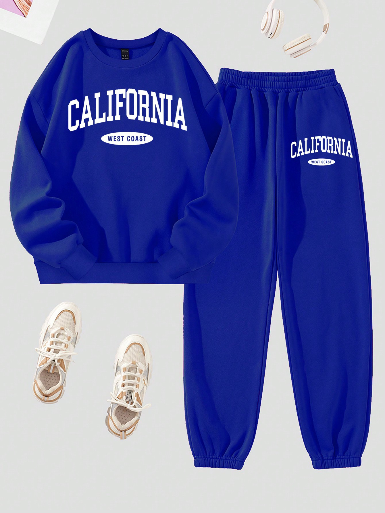 Letter Graphic Thermal Lined Sweatshirt & Sweatpants | SHEIN