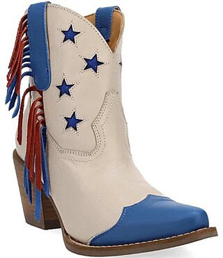 Dingo Liberty Leather Fringed Patriotic Booties -  9 | Dillard's