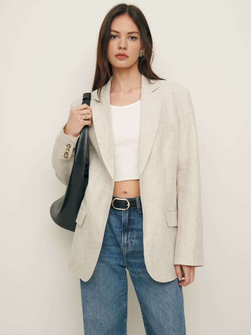 Drew Oversized Linen Blazer | Reformation (Global)