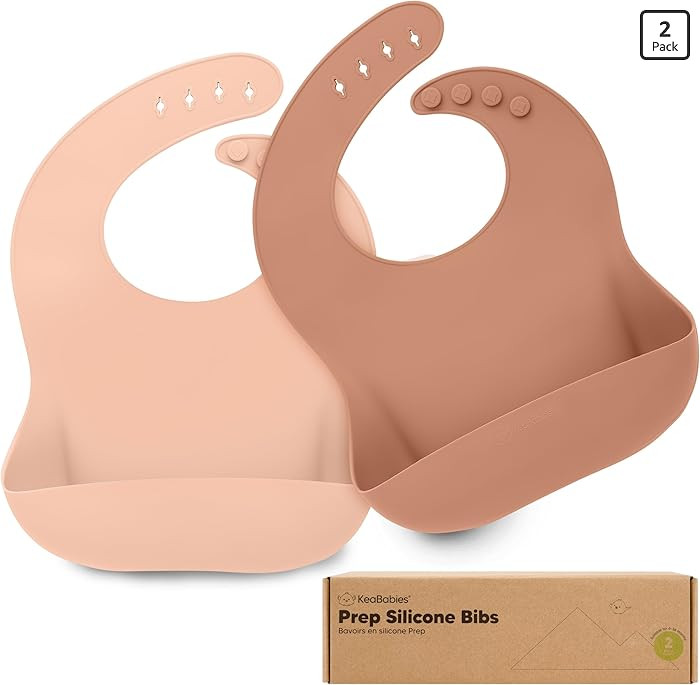 KeaBabies 2-Pack Silicone Bibs for Babies, Toddlers Girl, Boy – Sturdy Food-Grade Baby Bibs for... | Amazon (US)