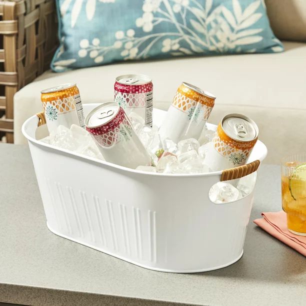 Better Homes & Gardens White Galvanized Small Oval Tub , Ice Bucket, Metal Tub - Walmart.com | Walmart (US)