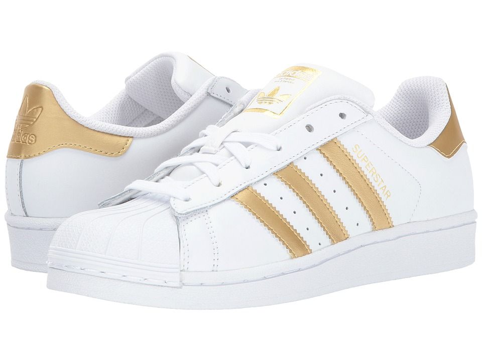 adidas Originals Superstar (White/Gold) Women's Tennis Shoes | Zappos