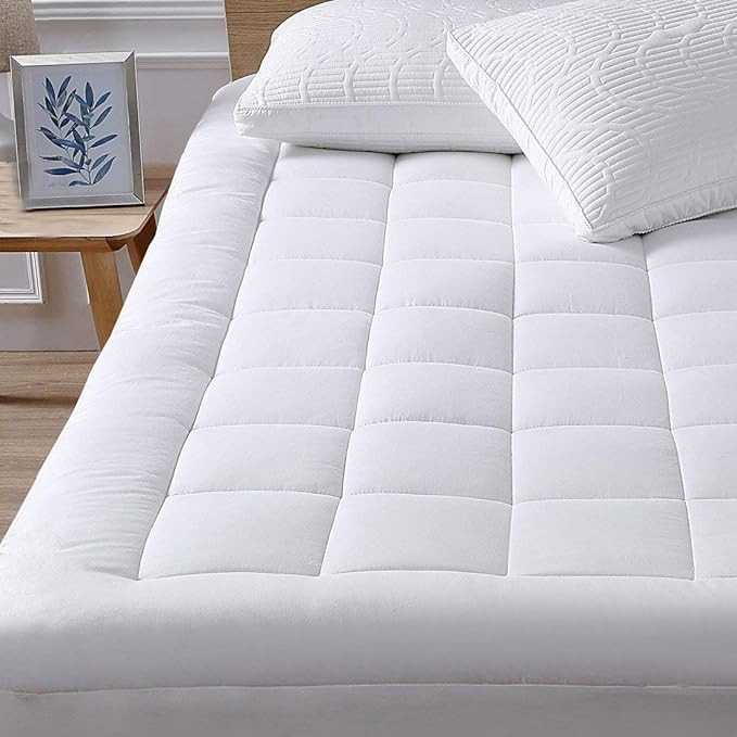 Queen Mattress Pad Cover Cooling Mattress Topper Pillow Top Cotton Top with Down Alternative Fill... | Amazon (US)