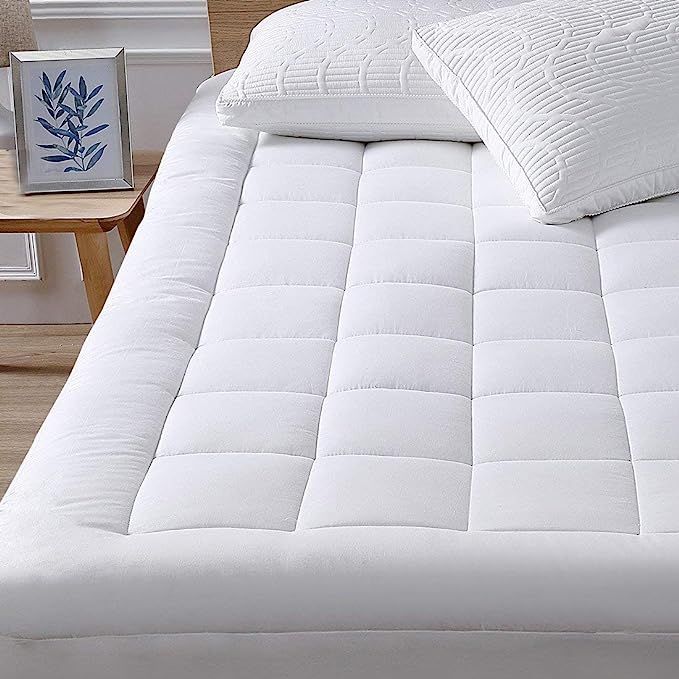 Queen Mattress Pad Cover Cooling Mattress Topper Pillow Top Cotton Top with Down Alternative Fill... | Amazon (US)