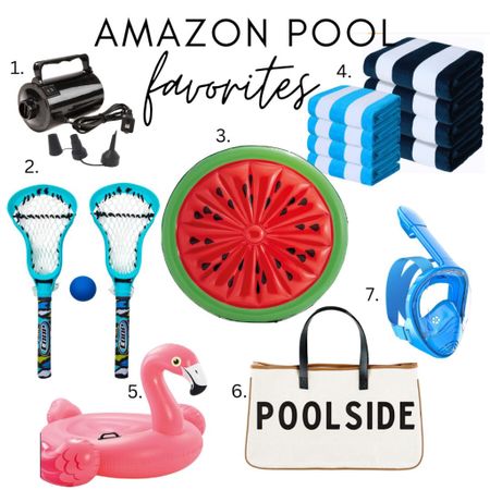 Amazon Pool Favorites! 
Rafts 
Air machine 
Pool games
Pool tote 
Pool towels 
Snorkel mask 

#LTKSeasonal #LTKFind