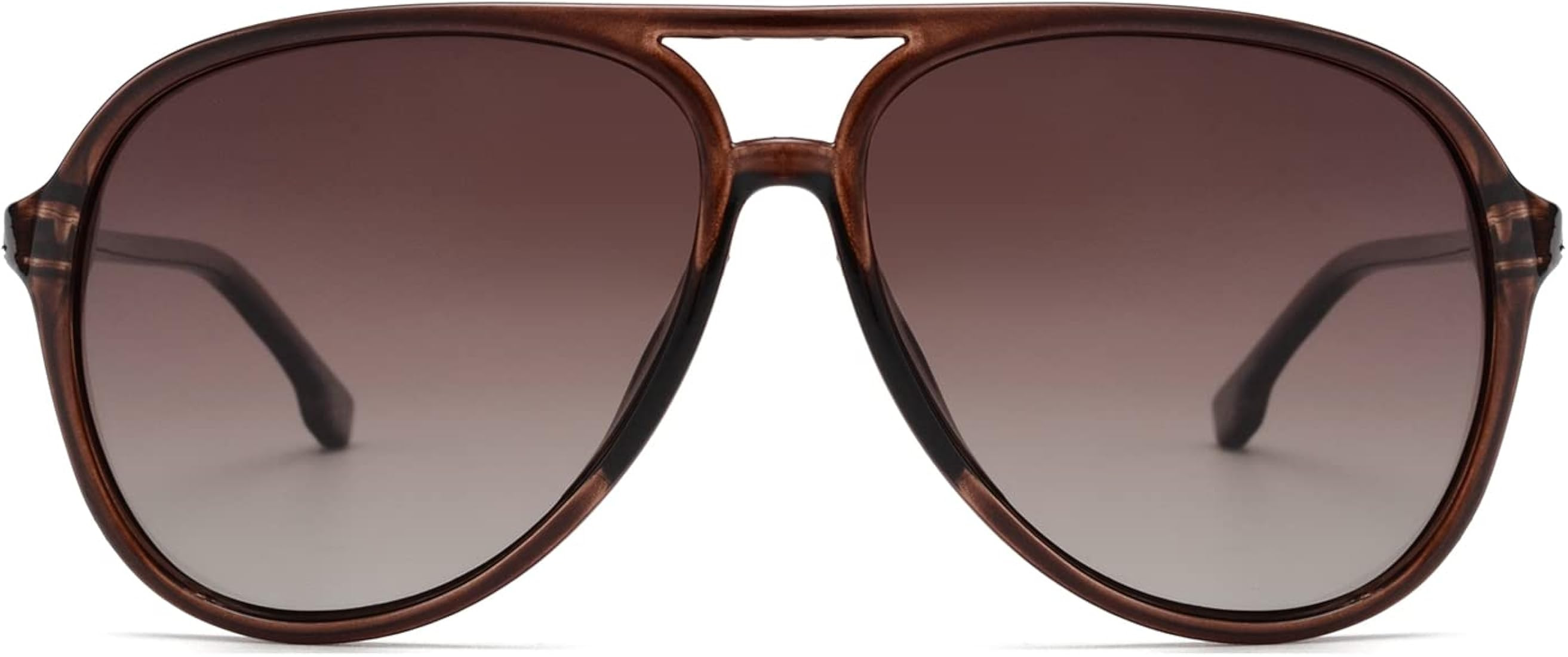 Retro Pilot Sunglasses for Men Women, Aviators Crystal Milky Brown with Gradient Lenses OW2201D | Amazon (US)