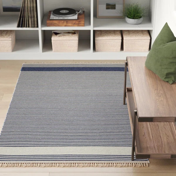 Oakley Handmade Handwoven Blue Indoor/Outdoor Rug | Wayfair North America