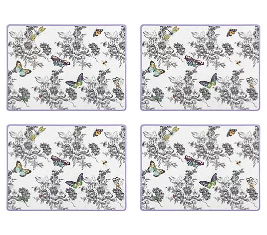MacKenzie-Childs Butterfly Toile Cork Back Placemats, Set of 4 - QVC.com | QVC