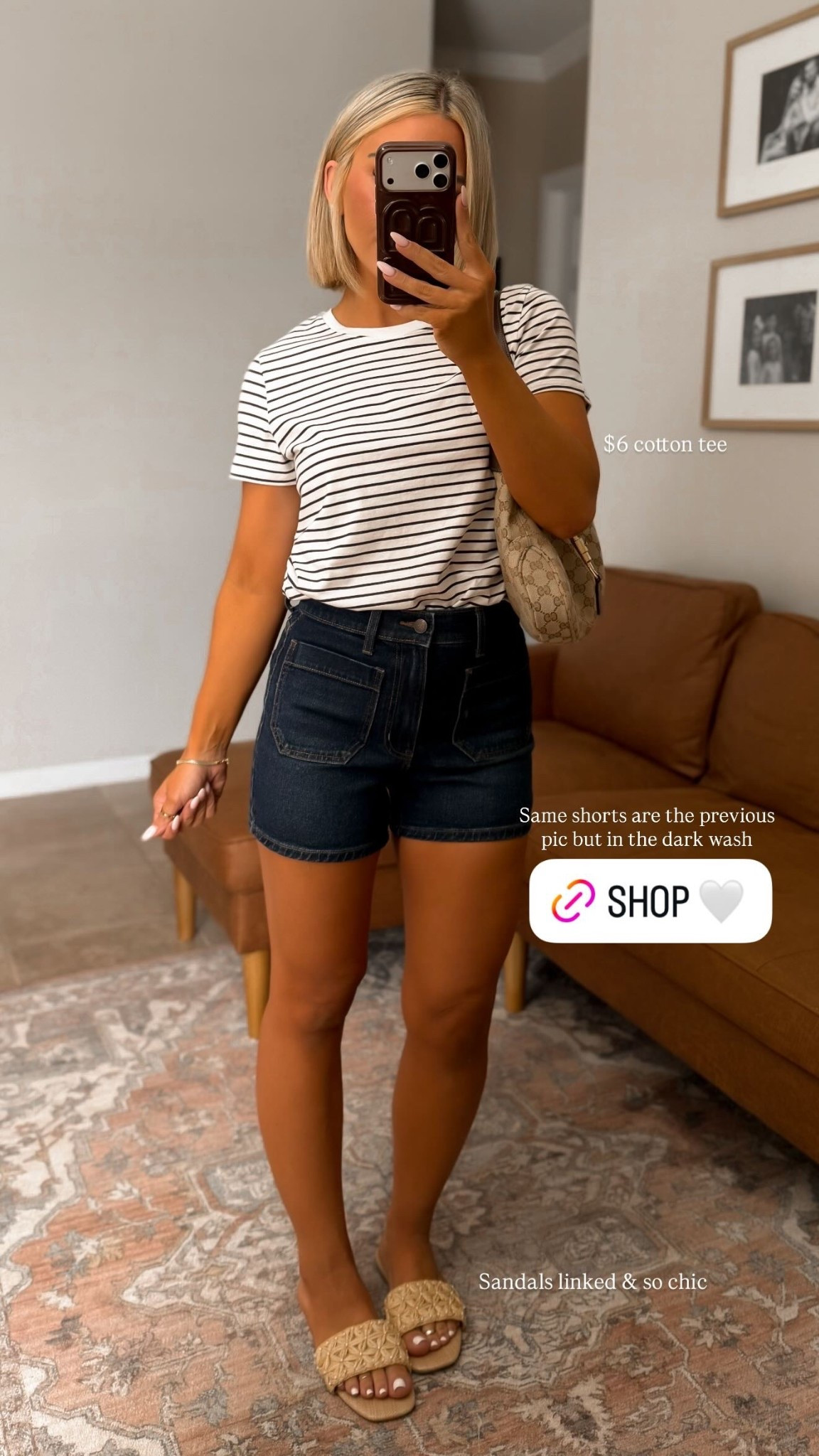 Same shorts are the previous pic but in the dark wash $6 cotton tee Sandals linked & so chic