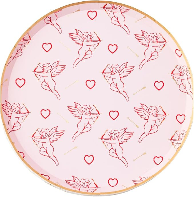 Bonjour Fête Cupid's Crush Pink Paper Party Small Plates | Premium Party Supplies and Decoration... | Amazon (US)